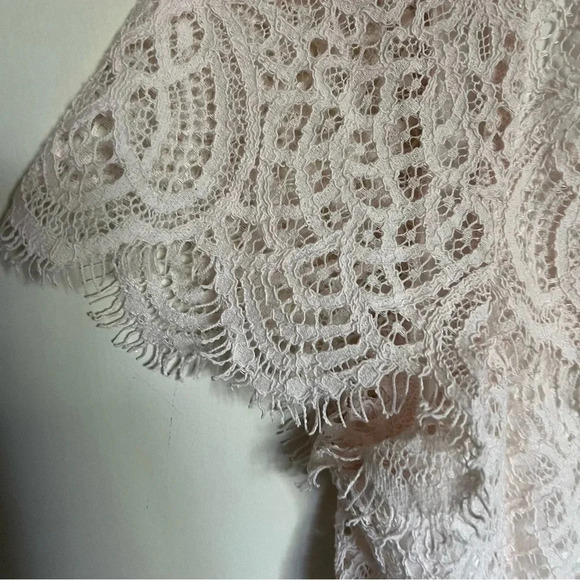 NWT Sundance Julia Blush Tiered Lace Dress Short Sleeves Size Large - Picture 3 of 13